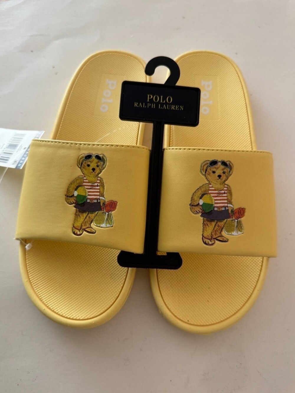 Polo by Ralph Lauren Kids Yellow Cayson Bear Slide Sandals